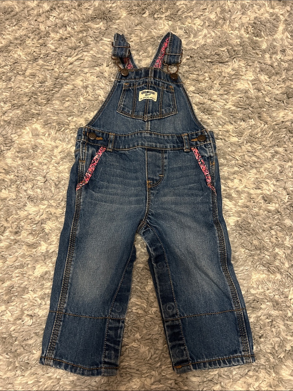 OshKosh B'gosh Denim Overalls with Pink Trim